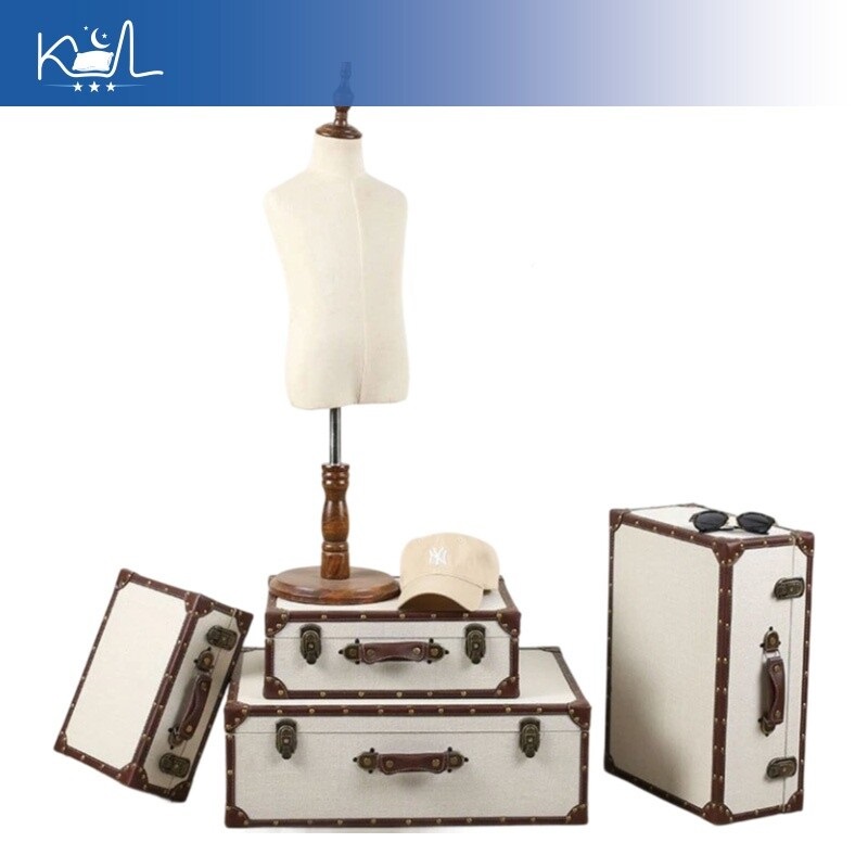 Vintage Linen Fabric Storage T - Retro Vintage Trunk Suitcase ulasan dan harga
