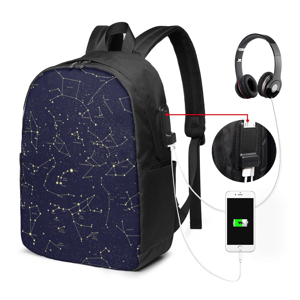 Night Sky Golden Celestial Sta - Backpacks ulasan dan harga
