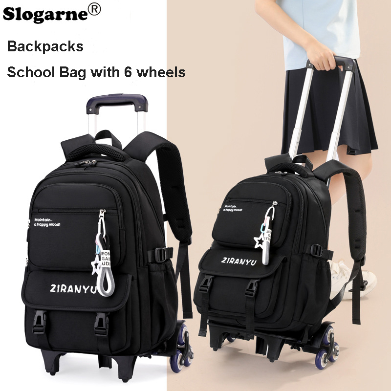 Students Trolley Backpack Kids - Foldable Rolling Luggage Bag ulasan dan harga
