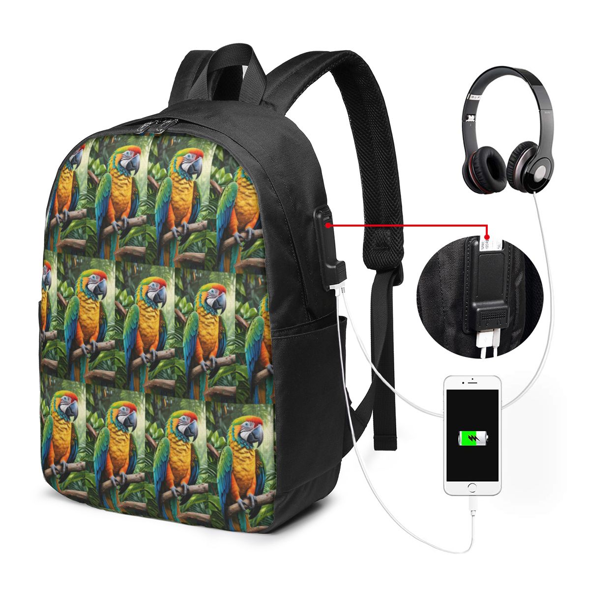 Cute Macaw Parrots Backpack Tr - Travel Bags ulasan dan harga